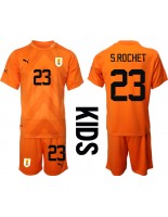 Uruguay Sergio Rochet #23 Brankářské Venkovní dres pro děti MS 2022 Krátký Rukáv (+ trenýrky)